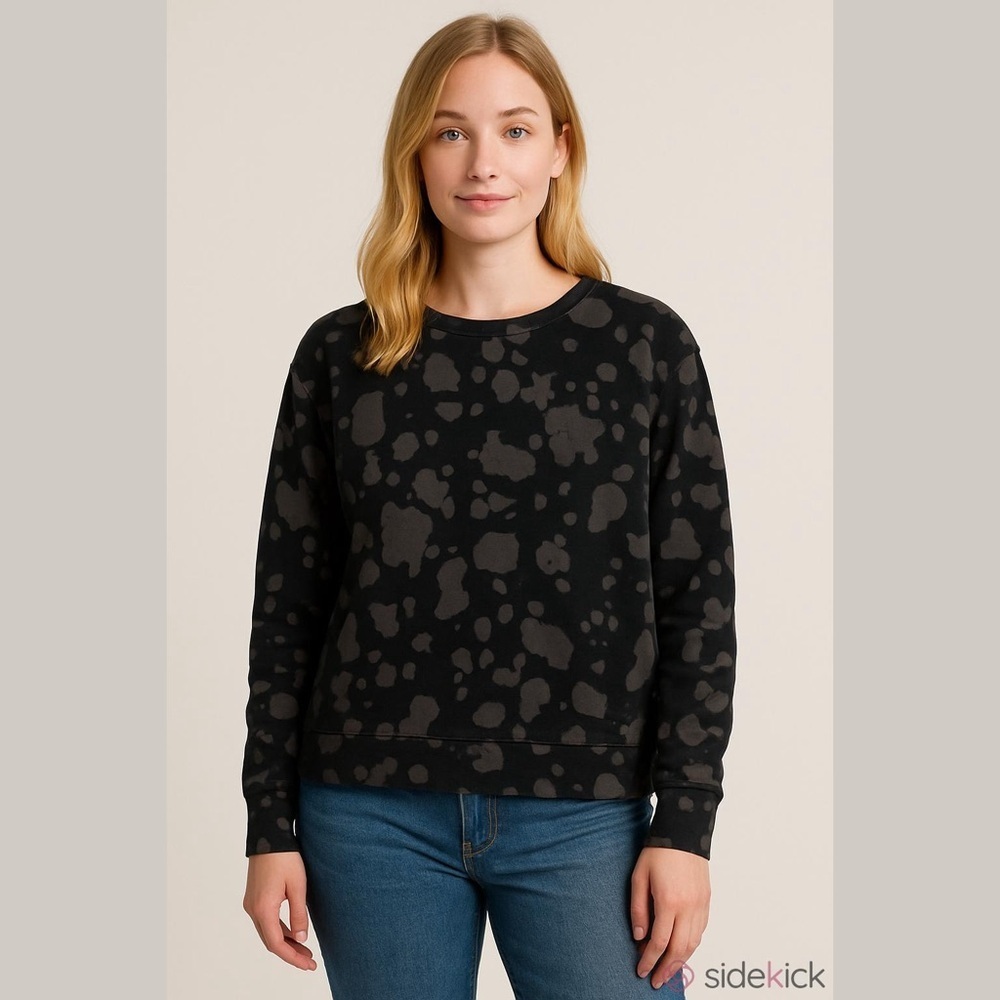 Rachel Hollis Black and Grey Tie-Dye Sweatshirt Size XXS Thumb Holes NWOT